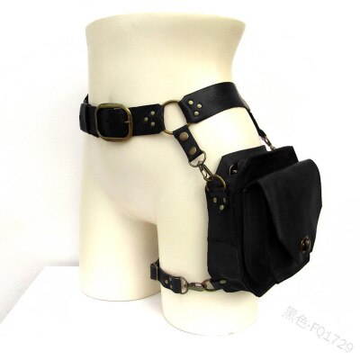 Middelalderrenessanse midje ring belte midje veske veske kostyme for kvinner menn viking ridder pirat cosplay skinn retro lommer: Svart