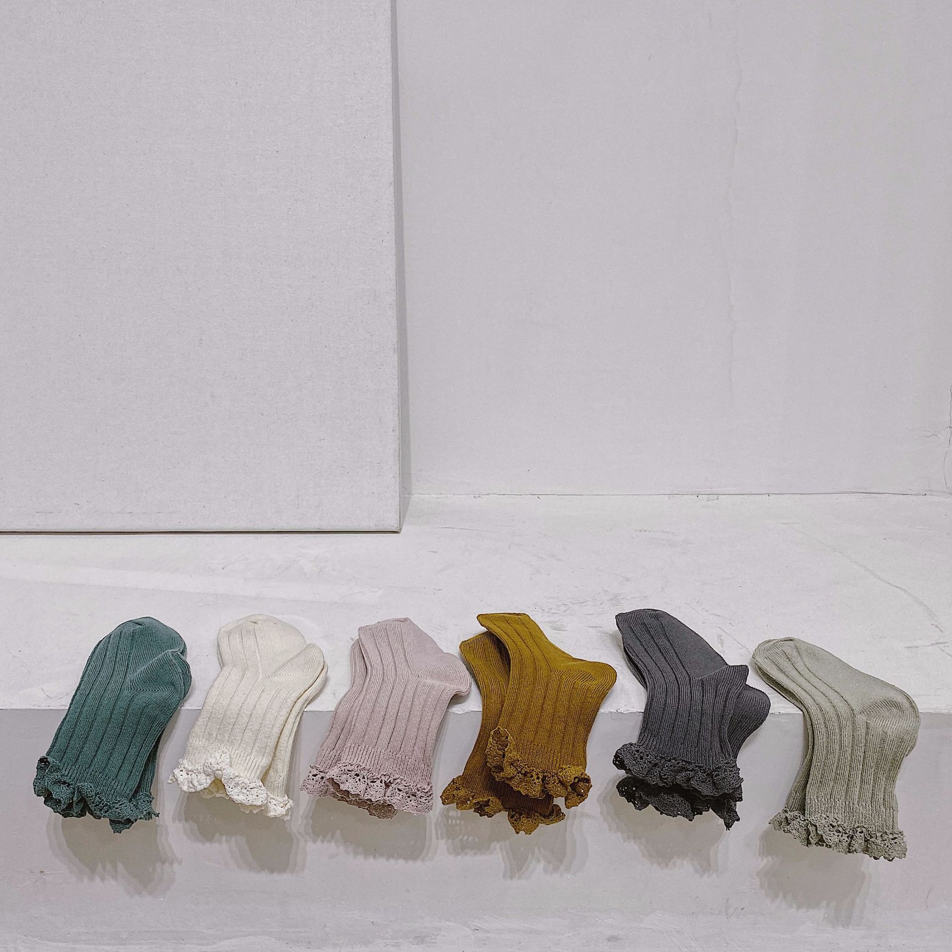 Neue Herbst Koreanische Stil Baby Mädchen Spitze Prinzessin Socken SchöNe Kleinkinder freundlicher Gestrickte Socken 6 Paare: S (2-4y)