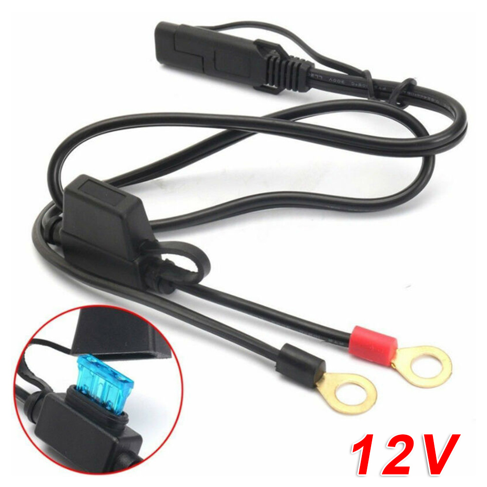 Motorcycle Battery Charger Cable Black Adapter Accessories 10A Weatherproof