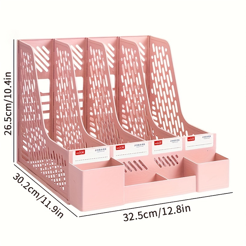 4 Packs Plastic Desk Organizer File Folder, Desktop Magazine Holder, Office File Sorter Rack, Vertical File Dividers: Orange