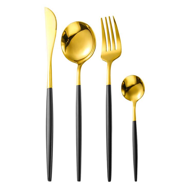 Ensemble de couverts en acier inoxydable ensemble de vaisselle couteau à Steak fourchette ensemble cuillère à café cuillère à café couverts vaisselle ensembles argenterie de cuisine: 10