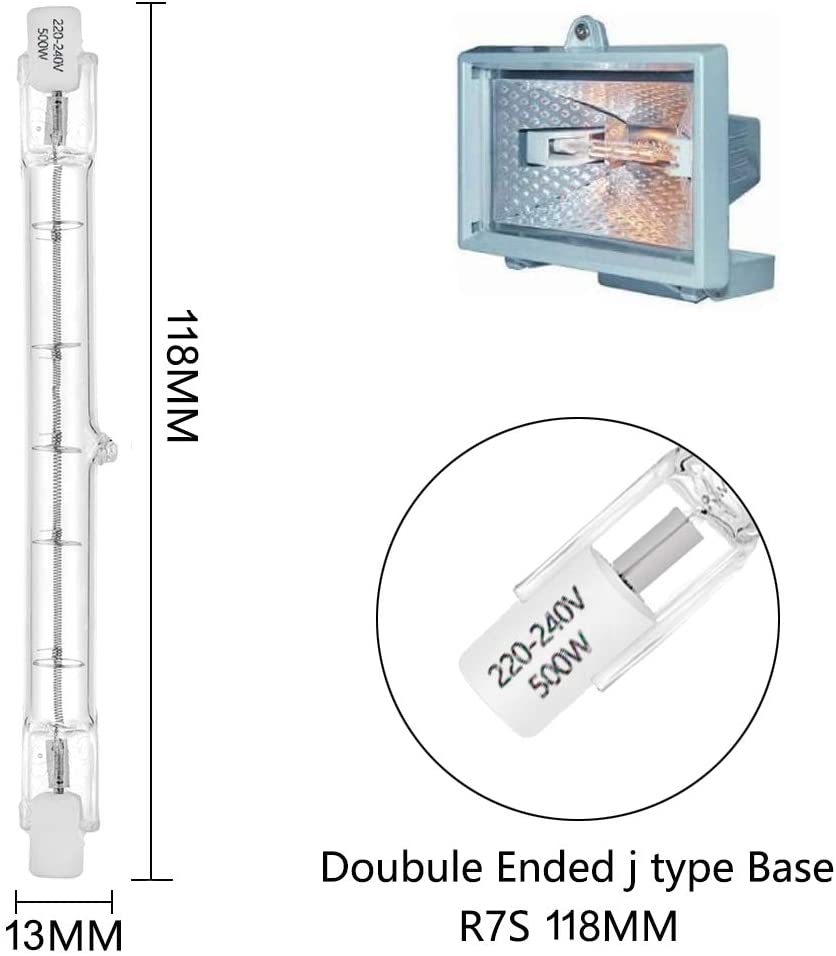 Højtydende halogenlampe  r7s glasrør wolframglødelampe 78mm 118mm 254mm j78 j118 j254 pære  ac110v 220v
