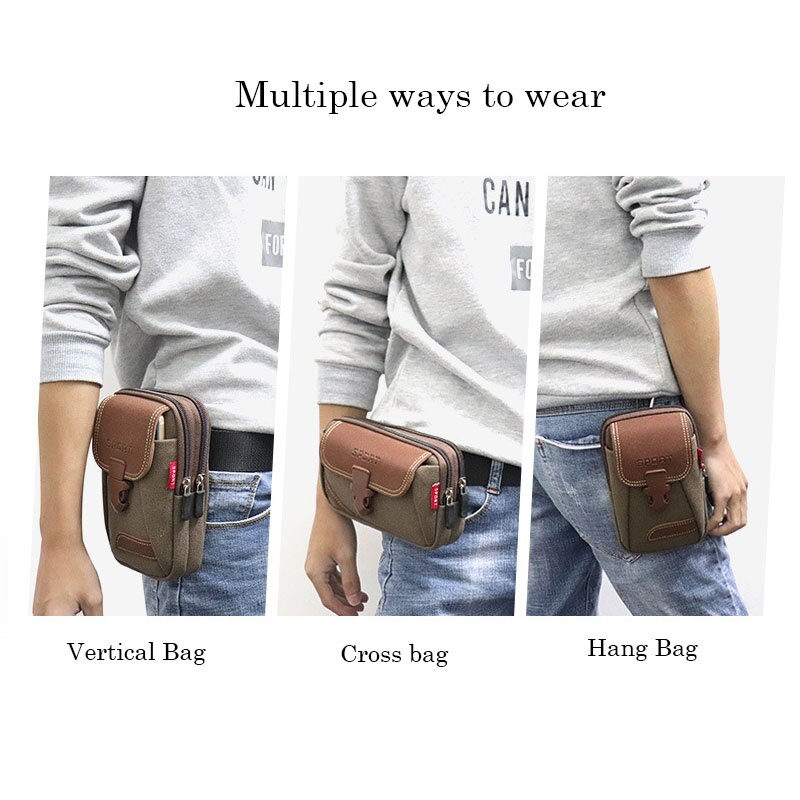 Wasit Pack Voor Man Outdoor Casual Mini Riem Tas Universele Multifunctionele Canvas Mobiele Telefoon Pouch Portemonnee Portemonnee Pocket