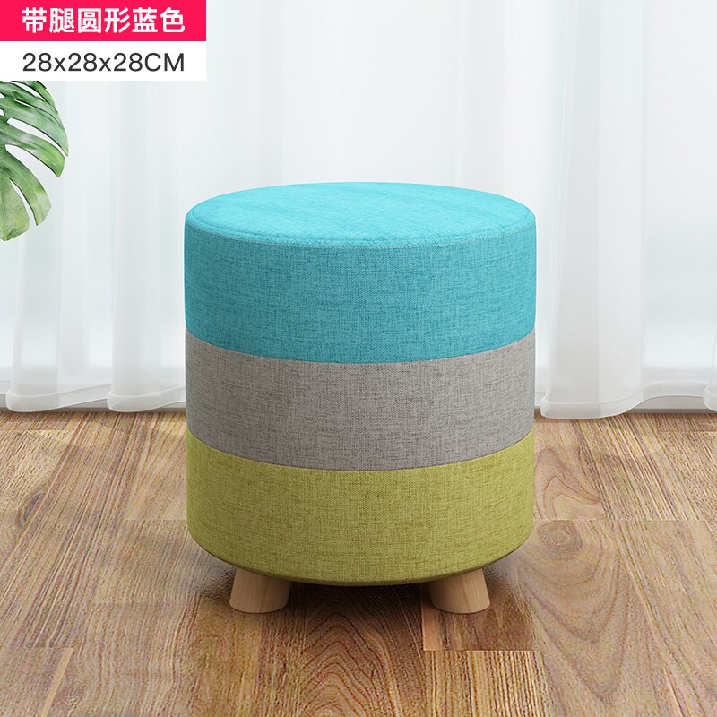 Tissus tabouret rond en bois maison adulte enfants canapé petite chaise basse poufs moderne changement chaussures banc: 4