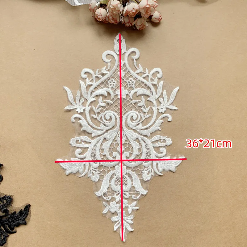 2 uds patrón de rejilla bordado encaje hoja flores parche hecho a mano DIY vestido de novia pecho espalda accesorios RS4163: Latón envejecido
