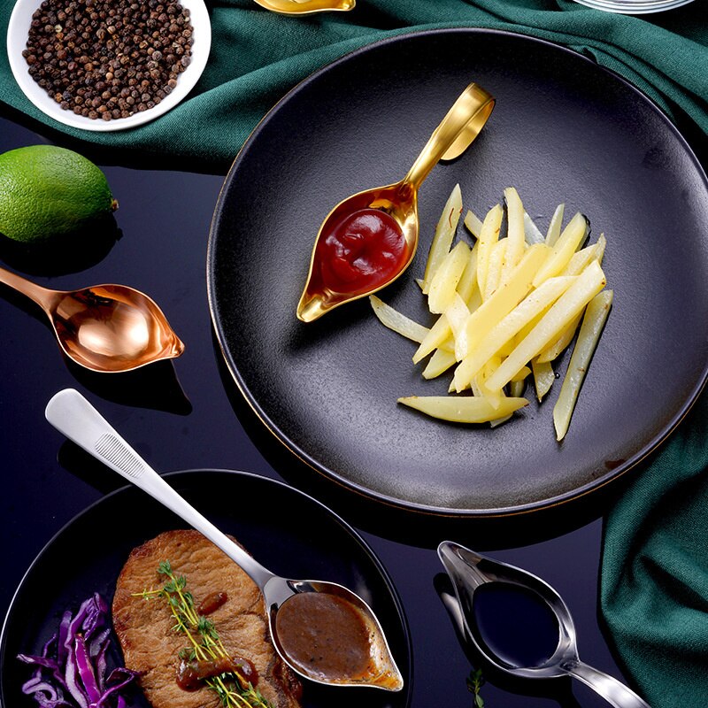 Cuchara giratoria para salsa y carne, herramienta de cocina de acero inoxidable, utensilios de cocina,