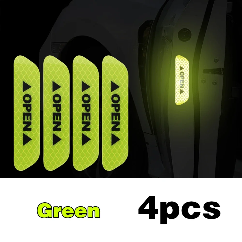 4 STUKS Reflecterende Auto Sticker Auto Deur Veiligheid Opening Waarschuwing Reflector Tape Decal Exterieur Reflector Sticker voor Auto Accessoires: Rood