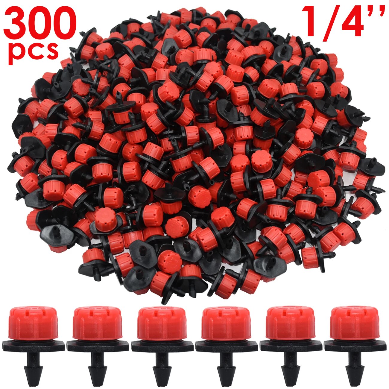 30-500PCS Adjustable 1/4 Irrigation Misting Dripper 360degree Sprinkler Drip Watering Tool 4/7mm Hose Garden Yard Greenhouse: KSL01-002-300