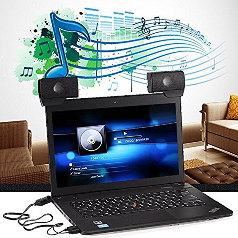 Laptop Portable Mini Clip-On USB Two Stereo Speakers Powered Stereo Multimedia Speaker Soundbar Portable For Laptop Ect