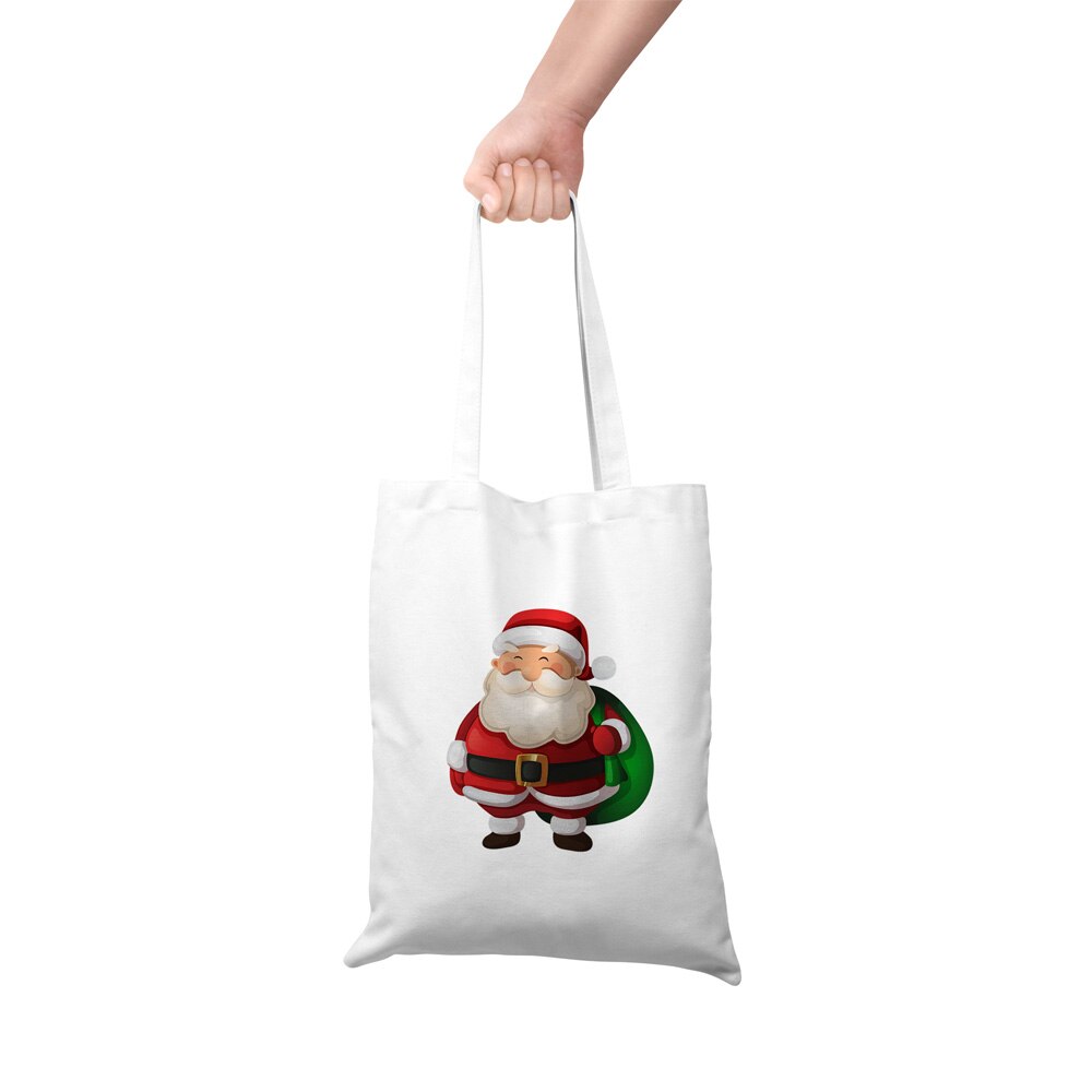 Kerst Kerstman Print Meisje Bag Tote Boek Zakken Gelukkig Nieuwjaar Vrouwen Shopper Boodschappen Tassen