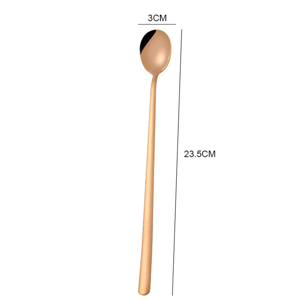 Nueva cuchara de mezcla de acero inoxidable colorido espejo Luz de mango largo té café cucharas lindo Bar cucharas comedor accesorios de cocina: 04