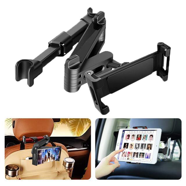 Soporte de asiento de teléfono para dispositivos de menos de 12,9 pulgadas, reposacabezas retráctil para tableta, ordenador, asiento de coche, soporte de viaje