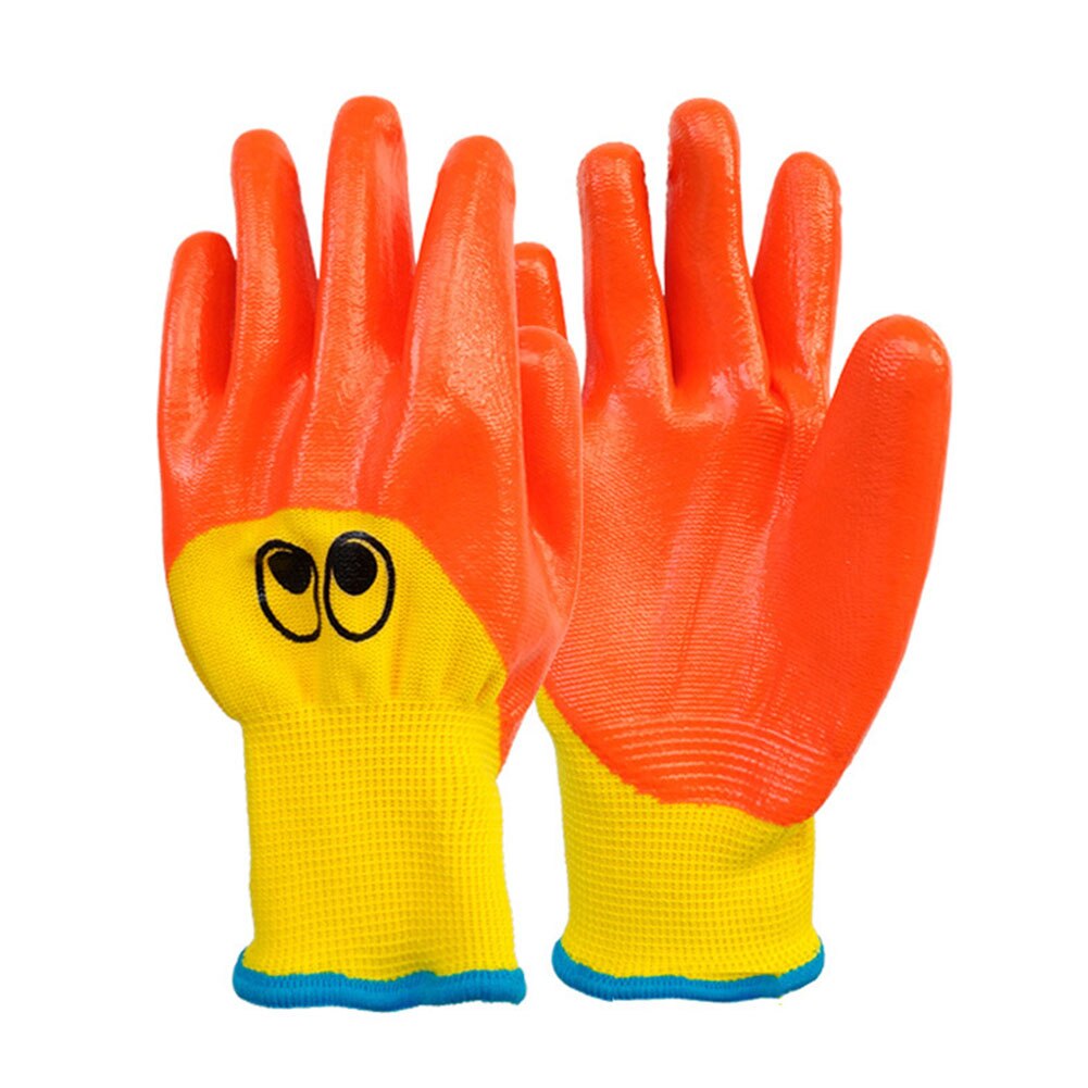 Guantes de protección para niños, Protector antimordeduras para jardín, recoger conchas marinas: Naranja