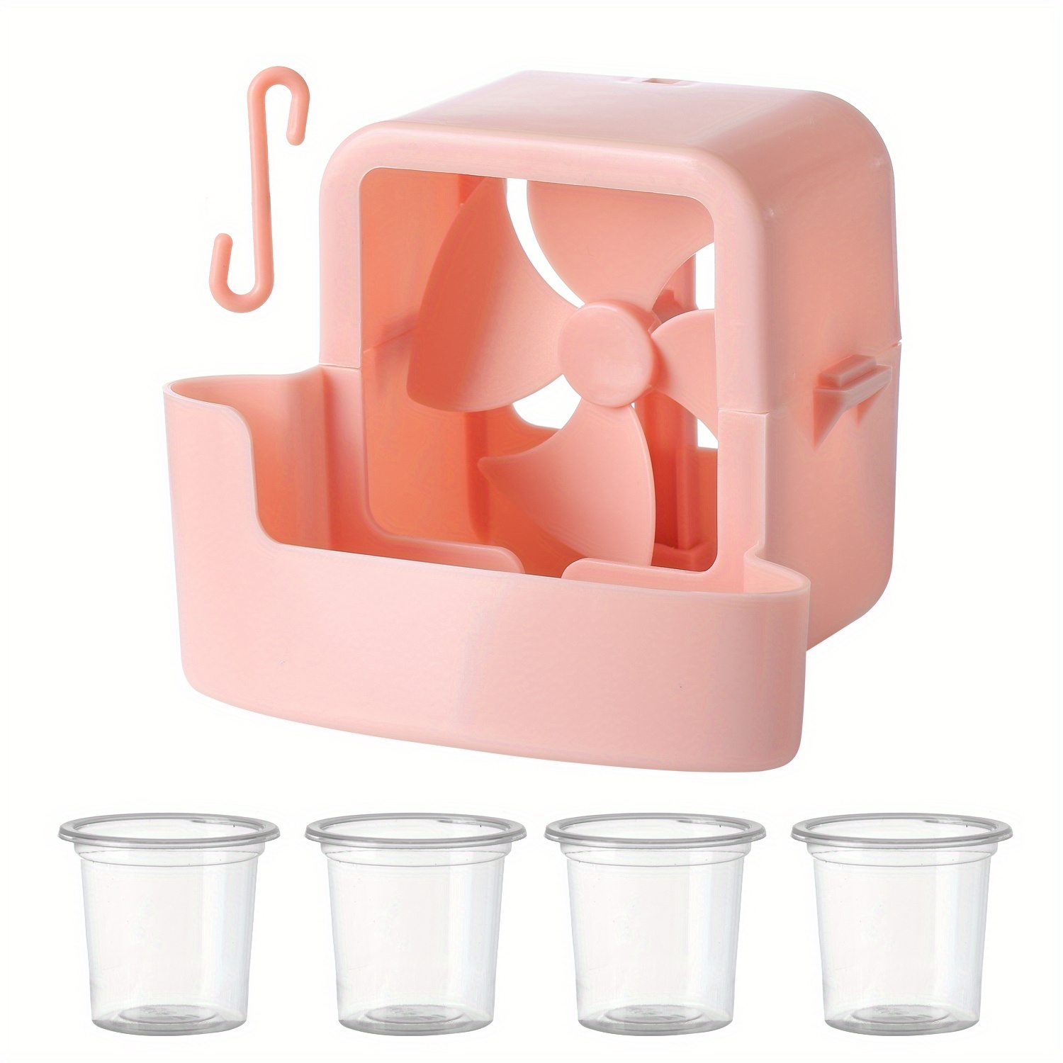 Refroidisseur de ventilateur portable sans perçage avec glaçons – Fonctionnement mains libres à clipser, en plastique durable pour la maison, le bureau et l'extérieur.: Rose