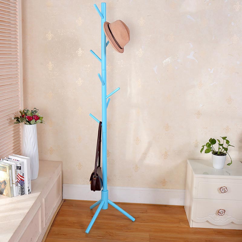 Premium Houten Kapstok Vrijstaand Met 8 Haken Hout Boom Kapstok Stand Voor Jassen Hoeden Sjaals Kleding Handtassen: blue