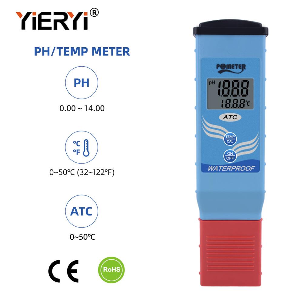 Yieryi PH-097 Lcd-scherm Digitale Waterdichte Ph Meter Temperatuur Auto Kalibratie Atc Tester Voor Zwembad, Aquarium