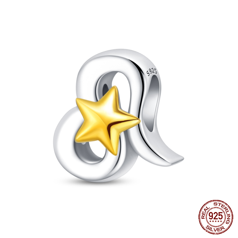 925 Sterling Silber 12 Sternbilder Reize golden Stern Tierkreis Perlen passen Qikaola Original Armbänder DIY Geburtstag Schmuck: verrotten
