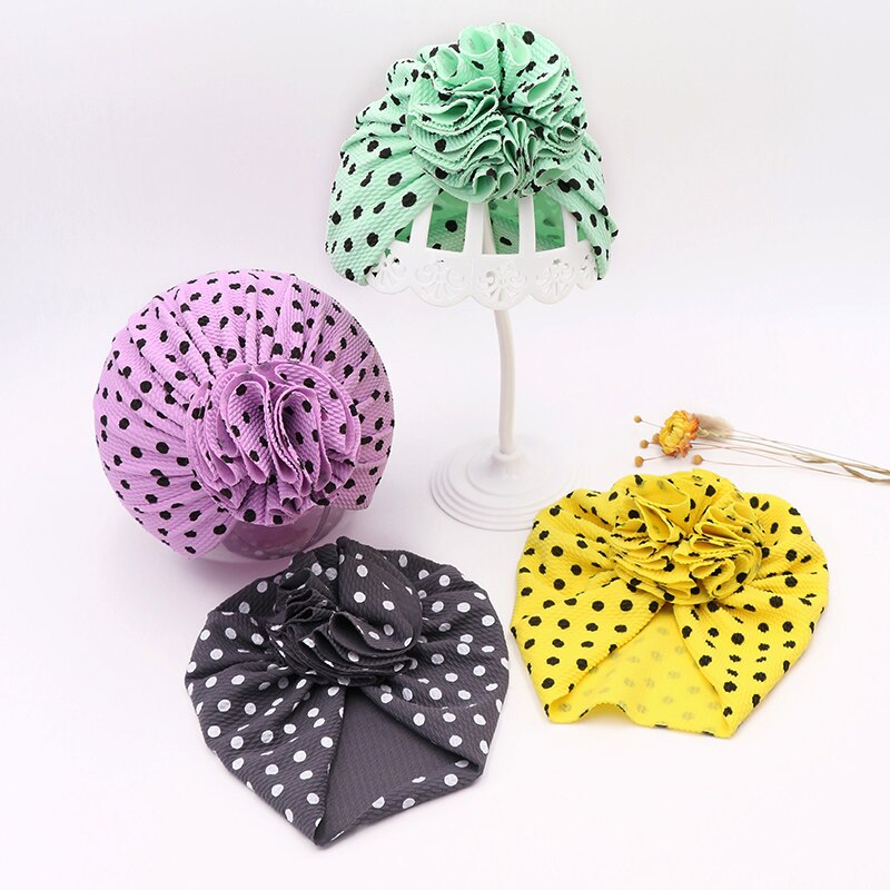 Tulbandhoedjes met stippen voor meisjes, bloeiende babyhoedjes, elastische babytulbandhoedjes voor meisjes, hoofdband, haarband voor baby's, mutsje