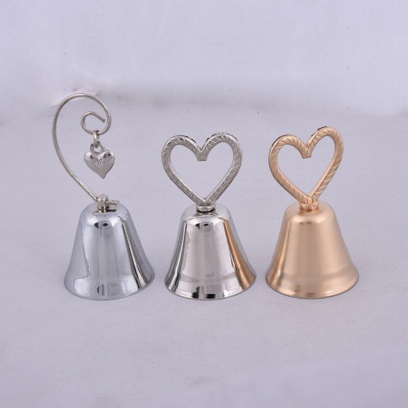 silver/gold"Kissing Bell" Silver Bell Place Card Holder/Photo Holder Wedding Table Decoration Favors