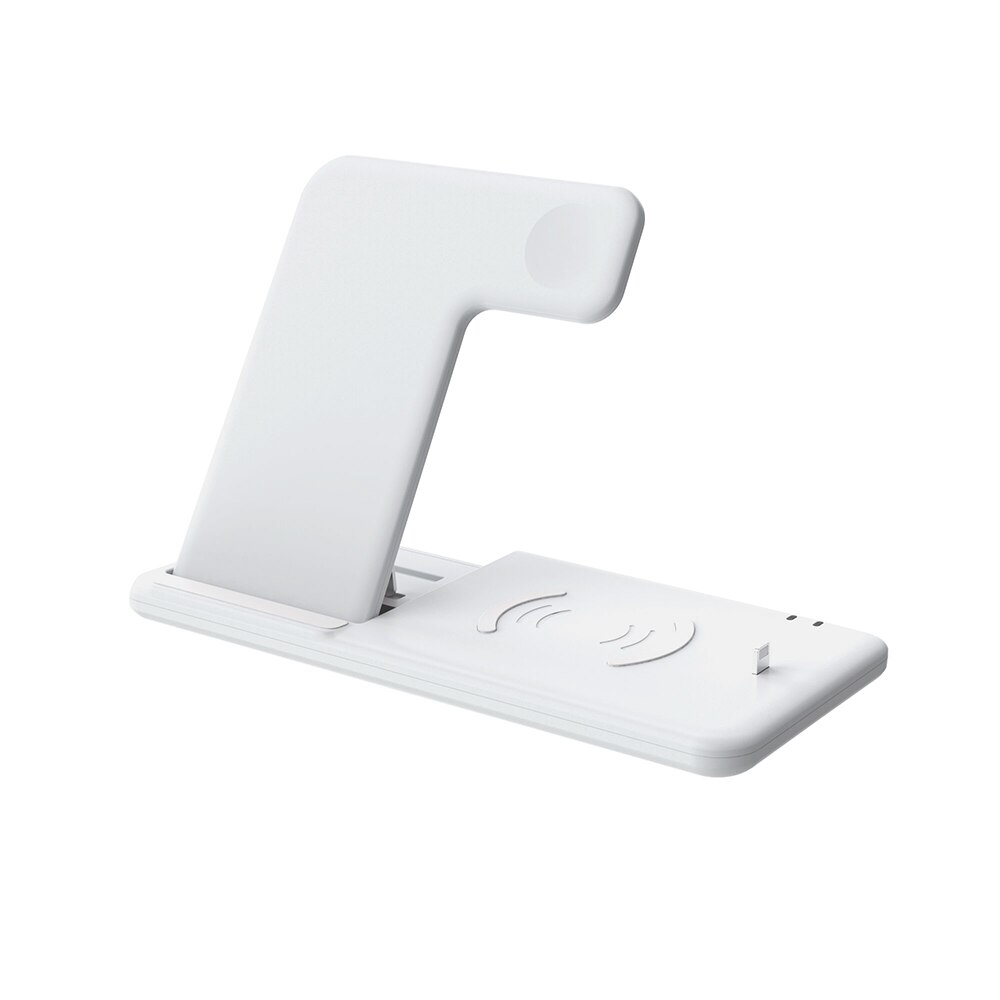 Fdgao 4 in 1 qi trådløs opladerstation 15w hurtigopladningsstander til iphone 11 pro x xr xs max apple watch 5 4 3 2 1 airpods pro: Hvid