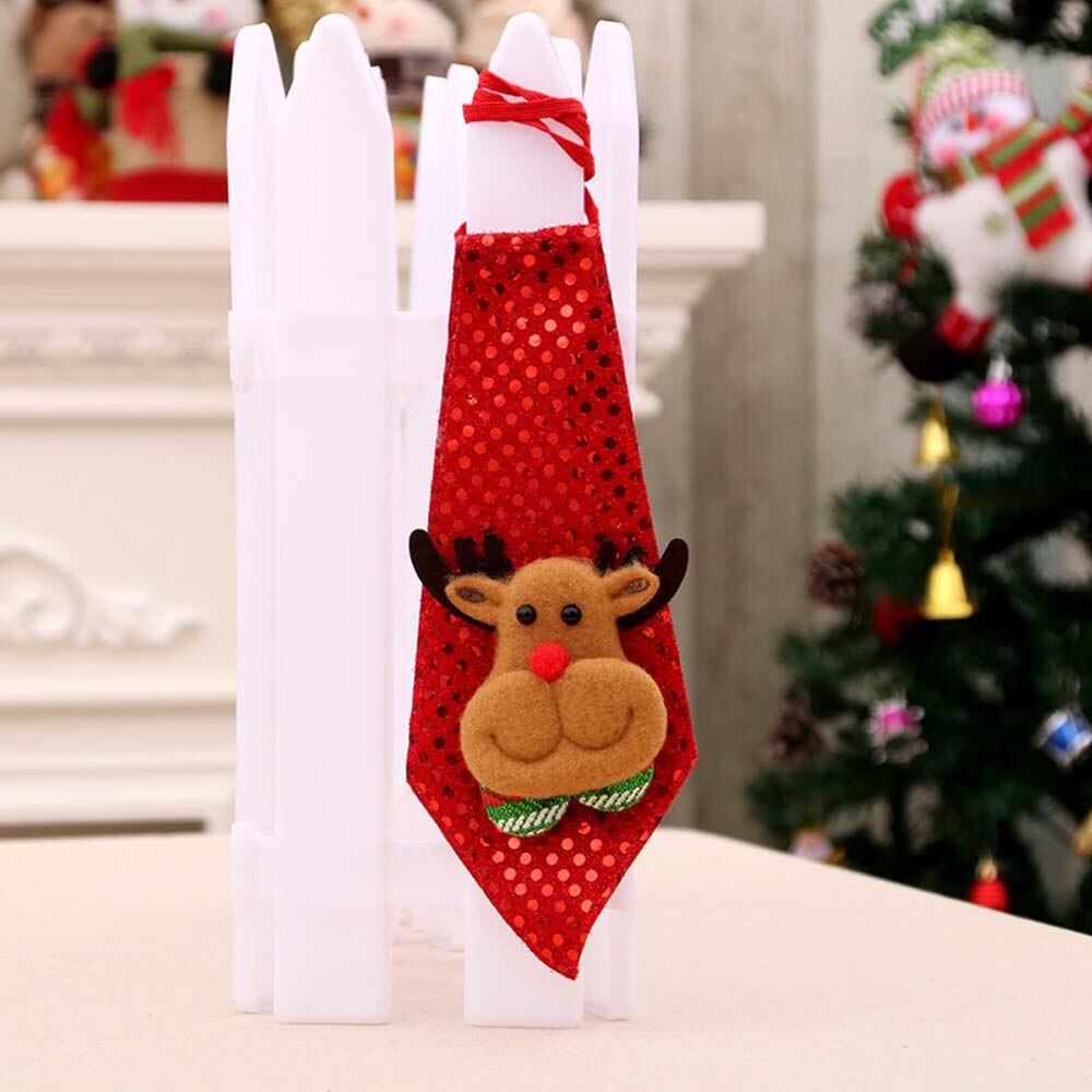 LED Lights Christmas Tie Glow Sequins Santa Claus Bear Snowman Elk Necktie For Children Cartoon Tie Decoration Year: 5 Ordinary