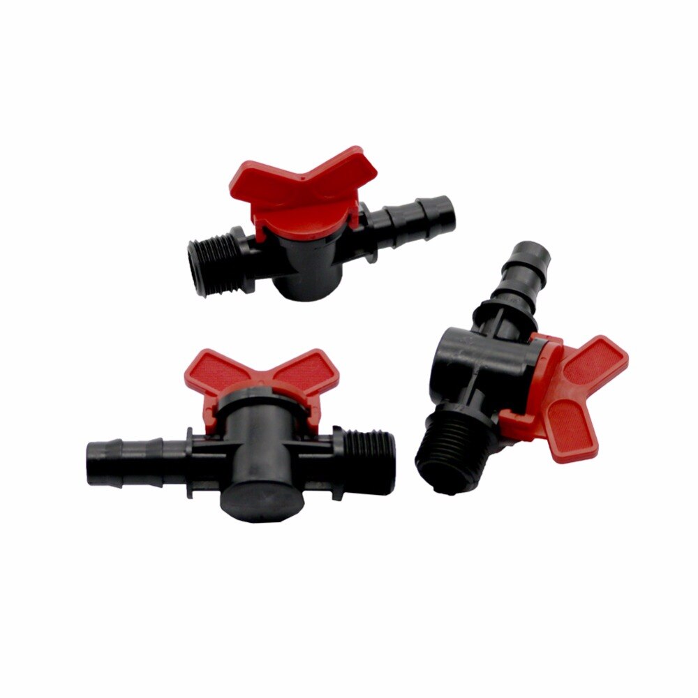2PCS 1/2" Pipe to DN16(mm) PE Pipe Valve Switch Garden 1/2" Male By-pass Valve Drip Irrigation Tools Watering System Fittings