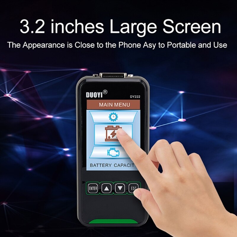 Car Battery Capacity Internal Resistance Test 12V24V Battery Analyzer 2000CCA Cranking Charging Test Detector DY222