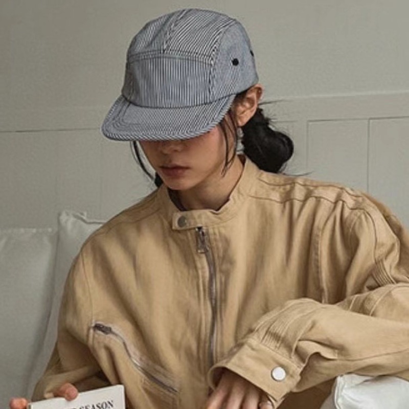 Gorra de béisbol de 5 paneles a rayas para hombres y mujeres, sombreros versátiles de ala plana, adecuados para las cuatro estaciones, urbana, Popular Ins