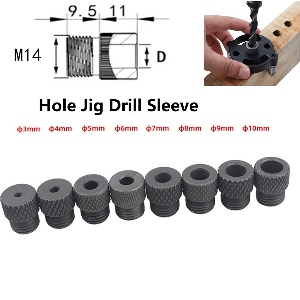 1PC 3/4/5/6/7/8/9/10mm Drill Sleeve Bushing M14 Dowelling Jig Wood Drilling Guide Locator For Woodworking Drill