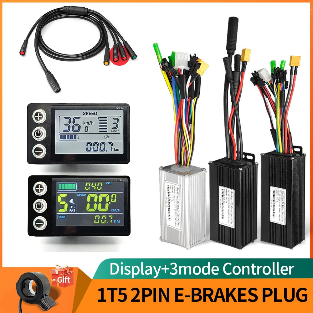 Elsykkel sinusbølge 3- modus kontrollersett 17a 26a 30a 40a tft-skjerm 1 t 5- kabel gass hall ubegrenset motor 350w-1000w motorer