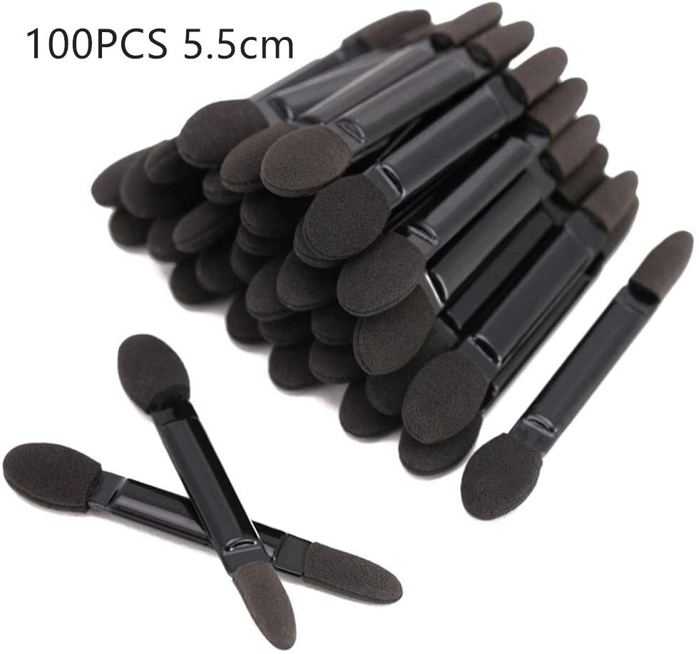 100 stk engangs øjenskygge børste dobbeltsidet svamp nylon sæt &amp; kits øjenskygge børster makeup kosmetisk applikator: Lyserød