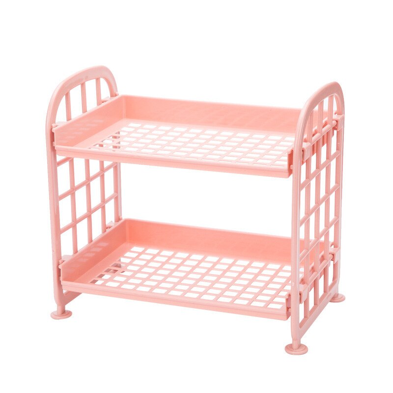 Dubbele Laag Mesh Bestand Lade Organizer Document Tijdschriftenrek Plastic Boek Houder Desktop Opslag Mand Plank Briefpapier: Roze