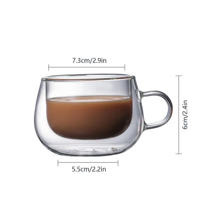 Drinking Glass Tea Cups Double Wall Layer Tea Cup Heat-resisting Round Double Glass Juice Mug Milk Coffee Cup Drinkware: Transparent