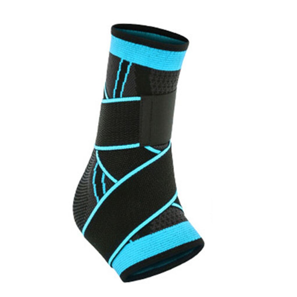 1PC Elastic 3D Pressurized Ankle Support Basketball Volleyball Sports Gym Badminton Ankle Brace Protector with Strap Belt: blue / L