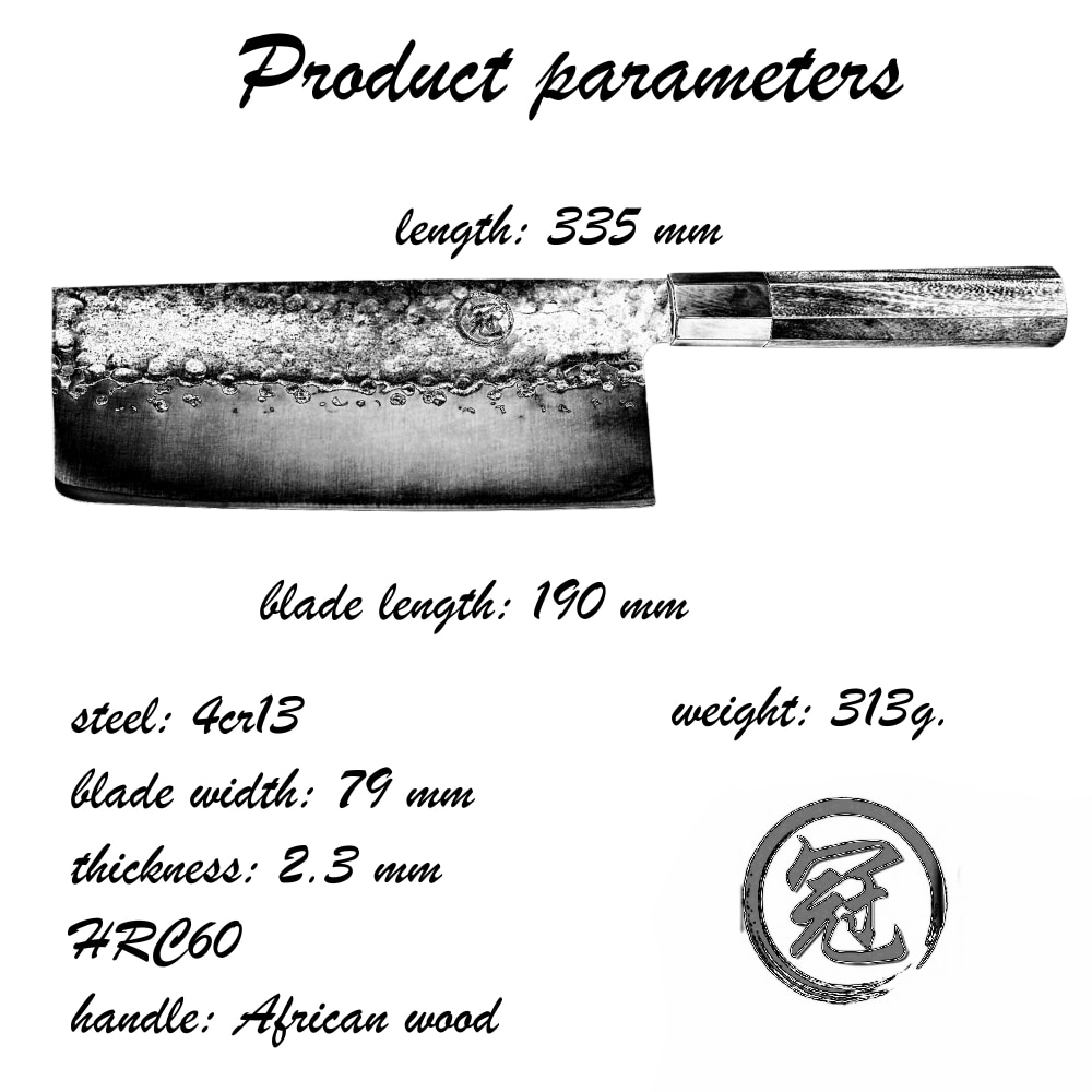 Håndlavet kinesisk kløver 7.5 tommer kokkekniv skåret madlavningsværktøj håndsmedet rustfrit stål grøntsagshakning med høj kulstof