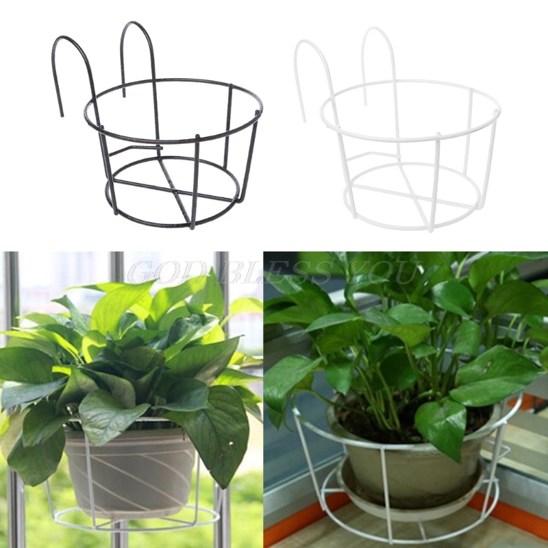 Balkon Opknoping Plant Rekken Balkon Ronde Bloempot Rack Reling Hek Outdoor Venster Ijzeren Bonsai Stand Decoratie