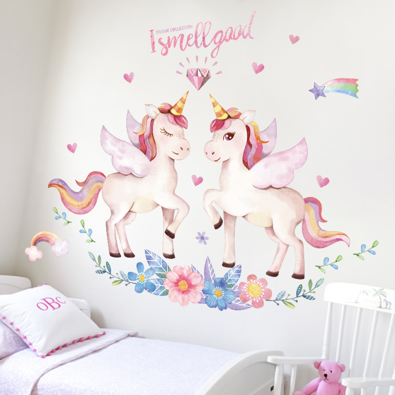 Eenhoorn Muurstickers Eenhoorn Muursticker Decor Met Hart Bloem Verjaardag Cadeaus Voor Jongens Meisjes Kids Slaapkamer Kinderkamer Decor