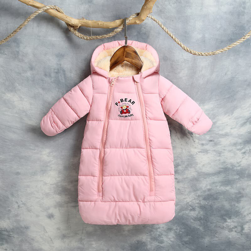 Dun & parkas hætte polyester materiale sne slid blå rød pink babytøj vinter overalls til børn