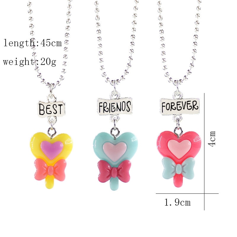 1set(3PCS) Soft Ceramic Doughnut Best Friends Pendant Necklace Cake Girl BFF Necklace Children Jewelry , N-829