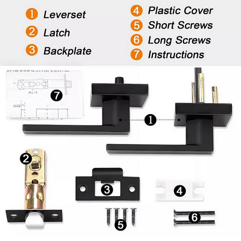 Matte Black Door Handle Door Locks Door Levers For Passage Heavy Duty Door Locks Reversible Flat Levers Door Handles For Right