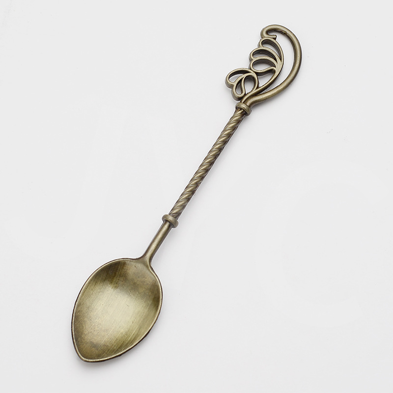 Cuillère en laiton Imitation classique, réplique Antique, petite cuillère, thé de l&#39;après-midi, fourchette à Dessert rétro cuillère à café, ustensiles de table, outils de cuisine: 04