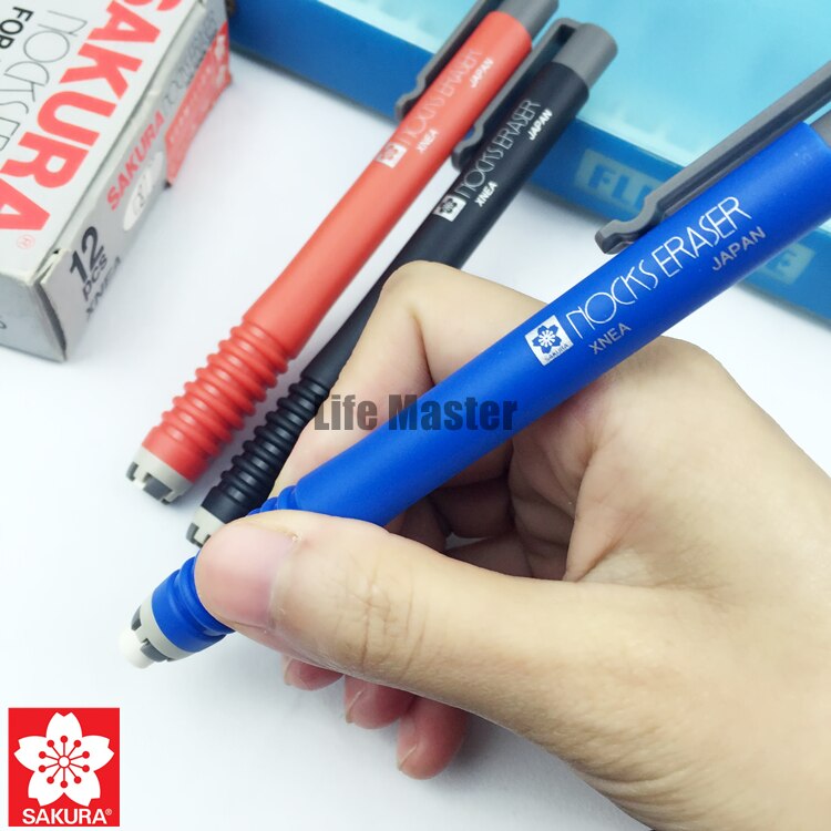 LifeMaster Japan Sakura Nocks Eraser Black/Blue/Red For Pencil Lead Rubber XNEA School &amp; Office Supplies