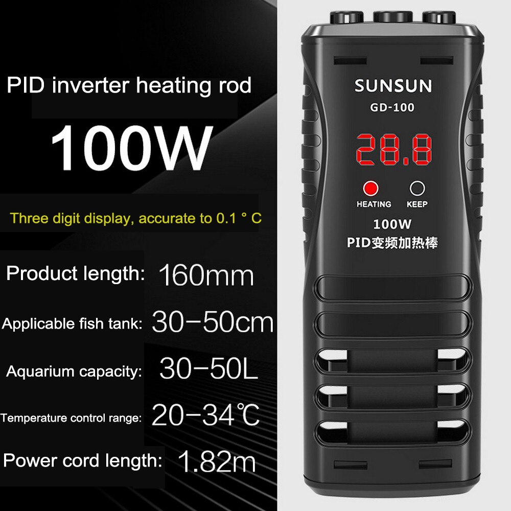 50-1000w akvarie ptc varmelegeme strømafbrydelsesbeskyttelse ptc type inverter varmelegeme justerbar temperatur fuldt nedsænket varmelegeme: 100w