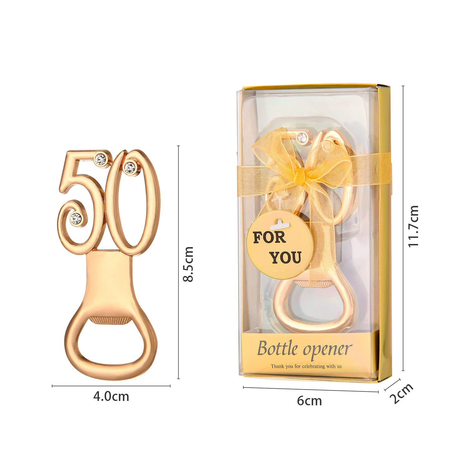 Goldener Geburtstags-Flaschenöffner für 30., 40., 50., 60., 70., 80. Geburtstag, Party, Hochzeitstag, Dekoration, Gastgeschenk, Gäste: Olive