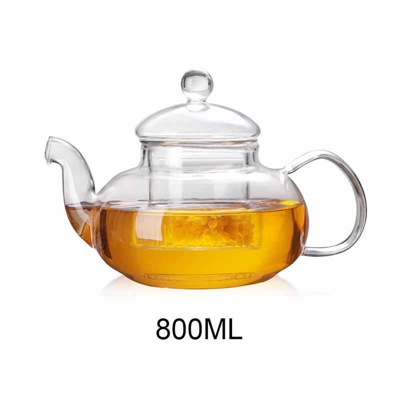 Heat Resistant Glass Flower Tea Pot,Practical Bottle Flower TeaCup Glass Teapot With Infuser Tea Leaf Herbal Coffee: 800ml