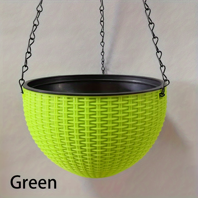 De 1 maceta de plástico tejida de ratán colgante, cesta de macetero colgante de estilo europeo, maceta grande de resina colgante para orquídeas de interior: Castaño