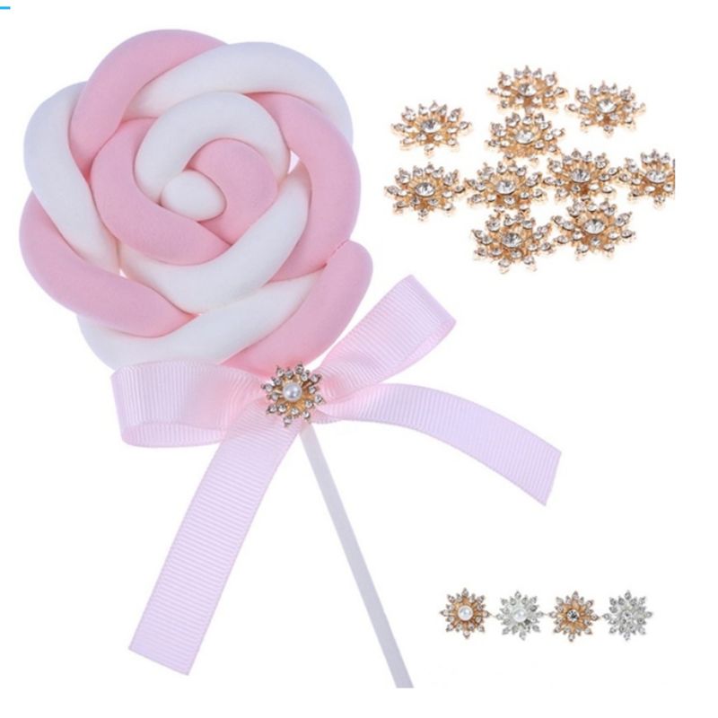 10 st / set 17mm strass faux pärla snöflinga knappar flatback hårnål dekoration diy hantverk kläder sömnadstillbehör