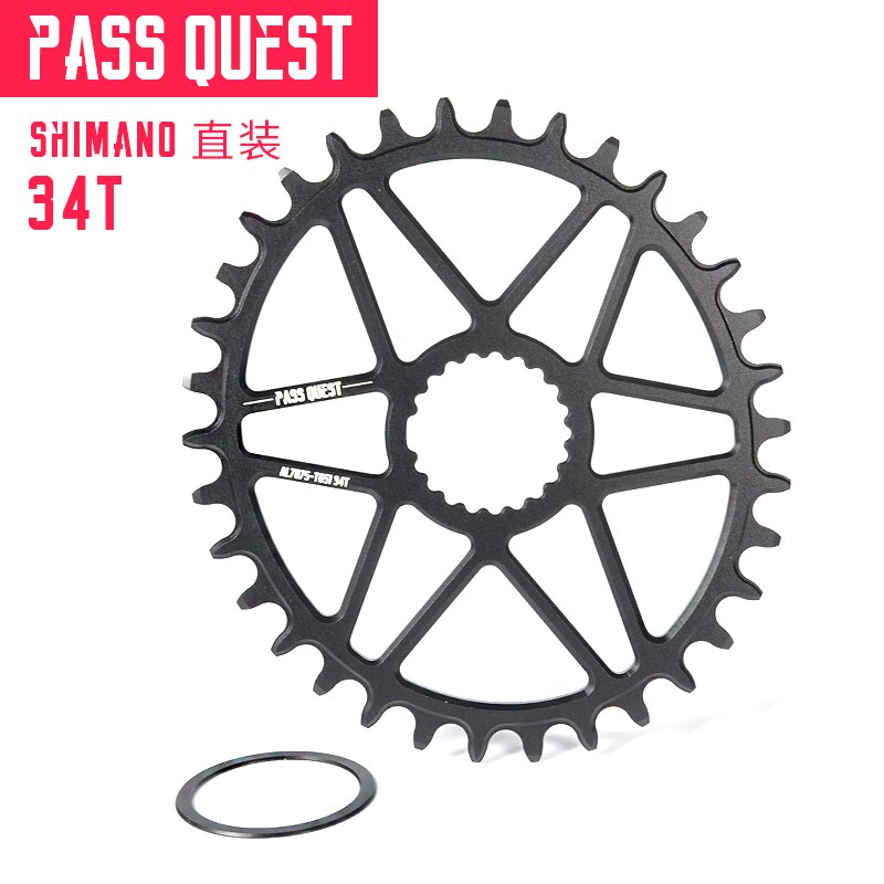 PASS QUEST oval bike Chainring 30/32/34/36/38/40T MTB Narrow Wide Bicycle Chainwheel for deore xt M7100 M8100 M9100 12S Crankset: oval 34T black