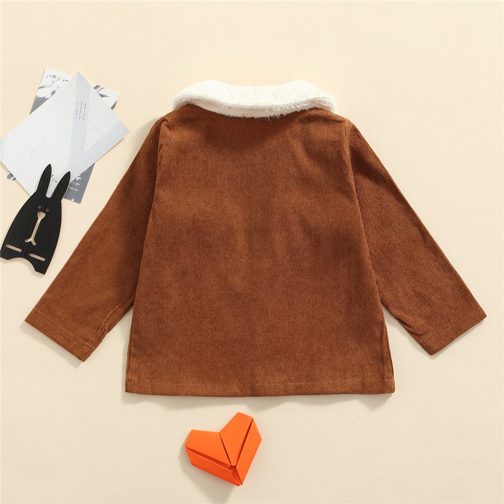 Kids Unisex Baby Meisjes Jongens Kinderen Contrast Kleur Jas, loose Fit Lange Mouw Revers Neck Button-Up Jas Winter Warm Top 2-7T