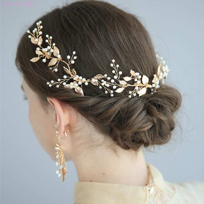 Peineta para pelo largo de la boda de la hoja de oro Boho de la joyería nupcial hecha a mano de las mujeres de la graduación accesorios para el cabello
